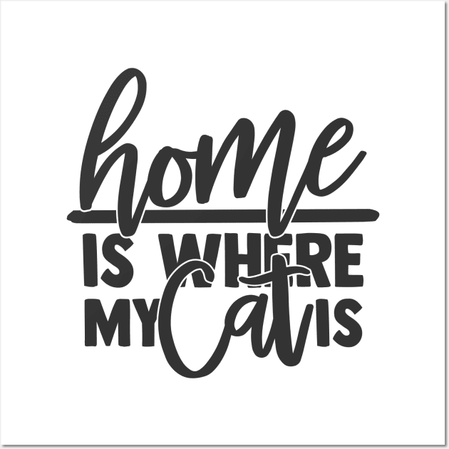 Home is Where My Cat is Funny Home Cat Lover Wall Art by ThreadSupreme